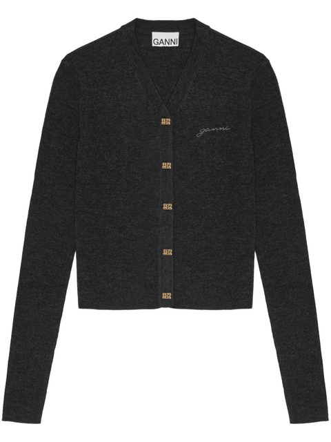 GANNI logo-embroidered cardigan - Black - zdjęcie produktu nr 1