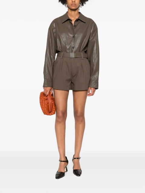 Eleh button-down leather shirt jacket - Brown - zdjęcie produktu nr 1