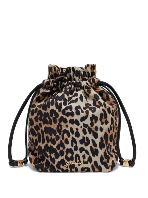 GANNI drawstring animal print bucket bag - Neutrals - zdjęcie produktu nr 1