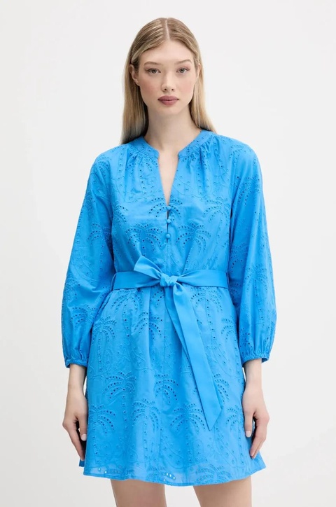 Desigual sukienka bawełniana TOURS kolor niebieski mini rozkloszowana 25SWVW09 - zdjęcie produktu nr 1