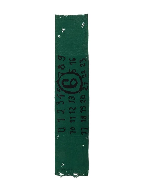 MM6 Maison Margiela number-motif scarf - Green - zdjęcie produktu nr 1