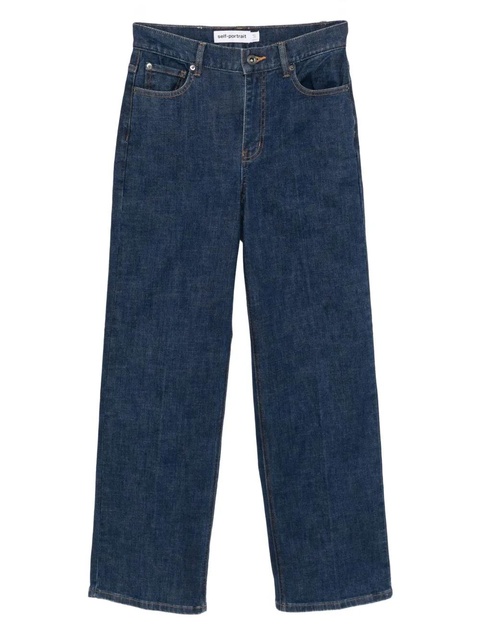 Self-Portrait logo-patch straight-leg jeans - Blue - zdjęcie produktu nr 1