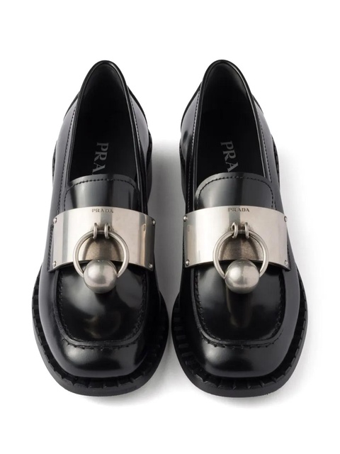 Prada brushed leather loafers - Black - zdjęcie produktu nr 2