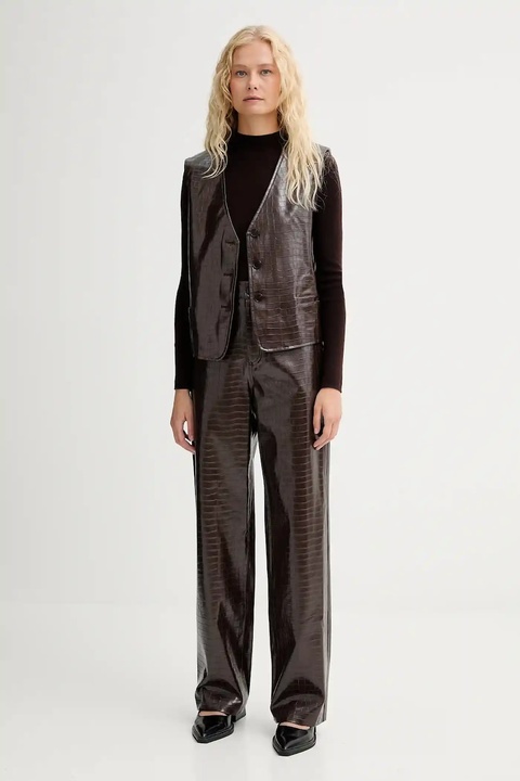 ISABELLE BLANCHE spodnie damskie kolor brązowy proste high waist IS25FW-P030-T006 - zdjęcie produktu nr 2