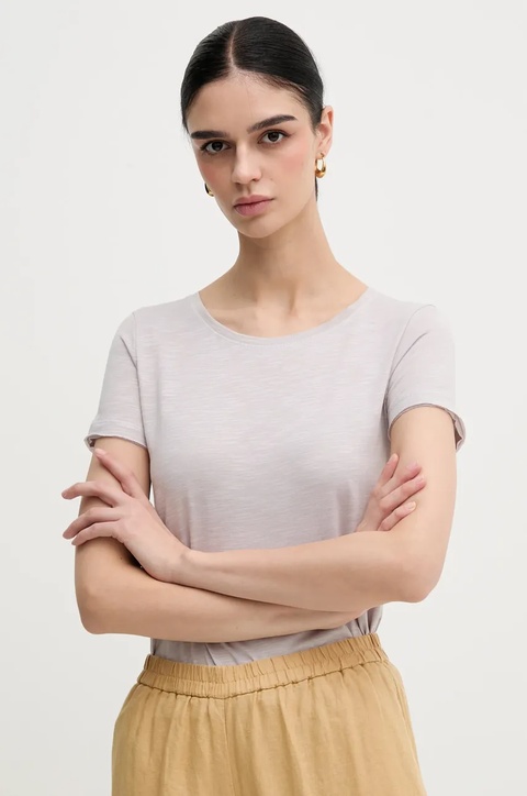 Sisley t-shirt damski kolor szary - zdjęcie produktu nr 1