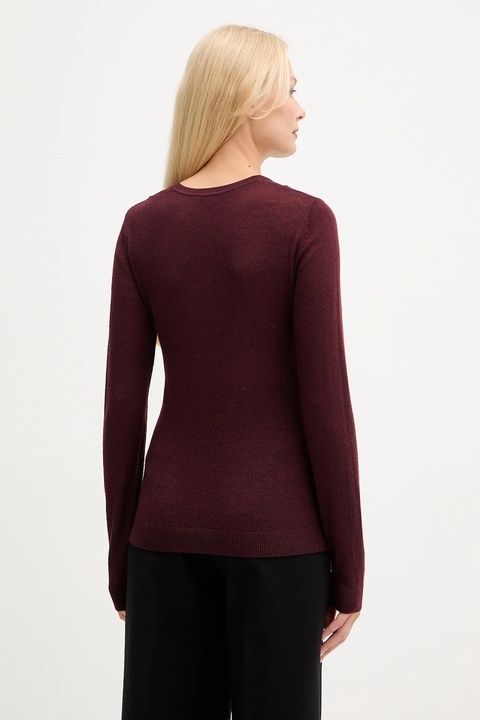 Elisabetta Franchi sweter z dodatkiem wełny damski kolor bordowy lekki MK35S57E2 - zdjęcie produktu nr 2