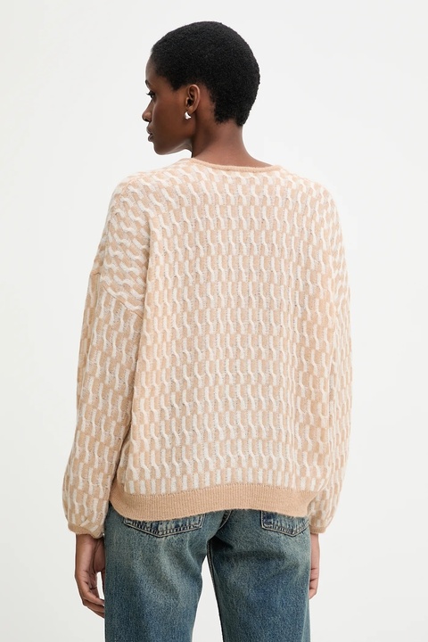 United Colors of Benetton sweter z dodatkiem wełny damski kolor beżowy lekki 1012E403C - zdjęcie produktu nr 2