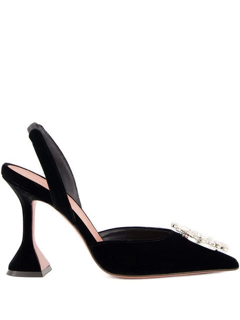 Amina Muaddi 95mm embellished slingback heeled pumps - Black - zdjęcie produktu nr 1