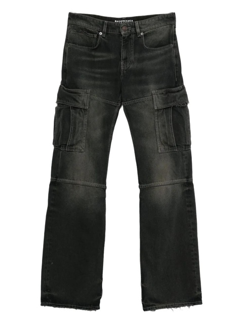 Balenciaga whiskering-effect cargo jeans - Black - zdjęcie produktu nr 1
