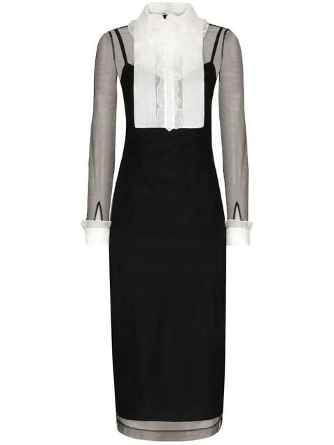 Dolce & Gabbana ruffled bib-collar midi dress - Black - zdjęcie produktu nr 2