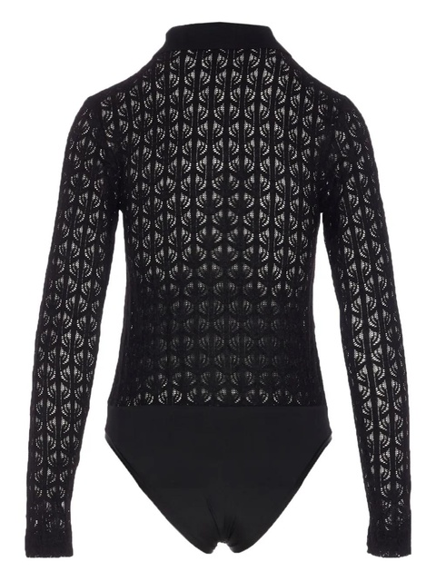 PINKO lace-panel polo-neck top - Black - zdjęcie produktu nr 2
