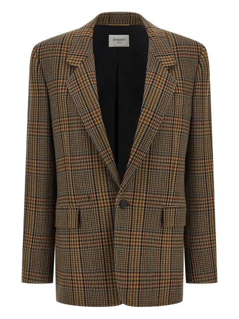 Saint Laurent Prince of Wales check blazer - Brown - zdjęcie produktu nr 1