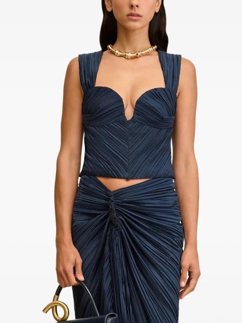 Cult Gaia pleated sweetheart-neck top - Blue - zdjęcie produktu nr 1