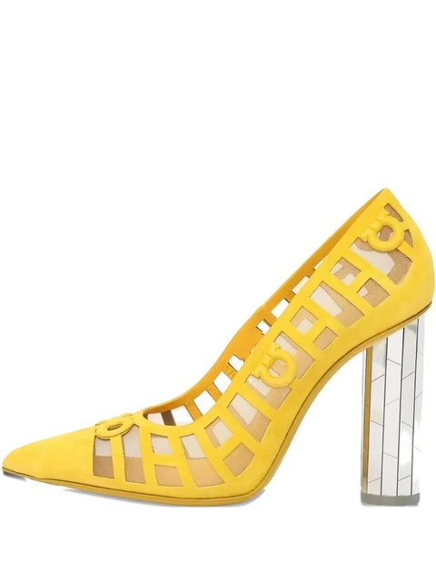 Ferragamo 105mm leather heeled pumps - Yellow - zdjęcie produktu nr 1