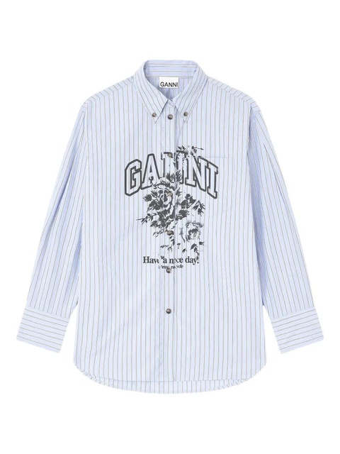 GANNI stripe-pattern cotton shirt - Blue - zdjęcie produktu nr 1