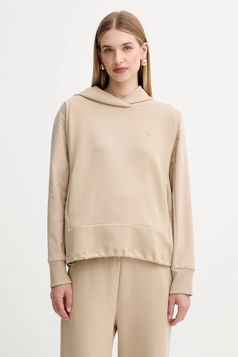 BOSS bluza damska kolor beżowy z kapturem gładka 50553638 - zdjęcie produktu nr 1