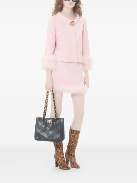 Valentino Garavani button-embellished feather-trim jacket - Pink - zdjęcie produktu nr 1