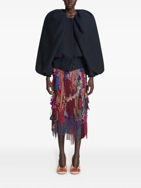 DRIES VAN NOTEN tassel-embellishment midi skirt - Red - zdjęcie produktu nr 1