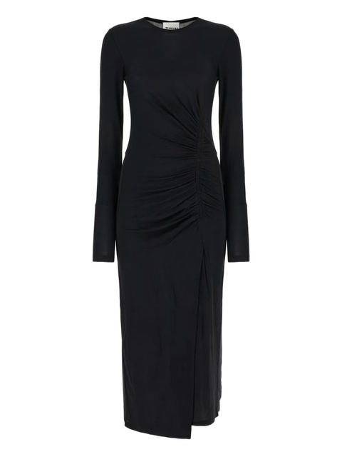MARANT ÉTOILE gathered long-sleeve midi dress - Black - zdjęcie produktu nr 1