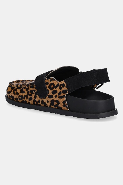 Tommy Jeans sandały skórzane TJW MULE LEOPARD damskie kolor brązowy EN0EN02884 - zdjęcie produktu nr 1