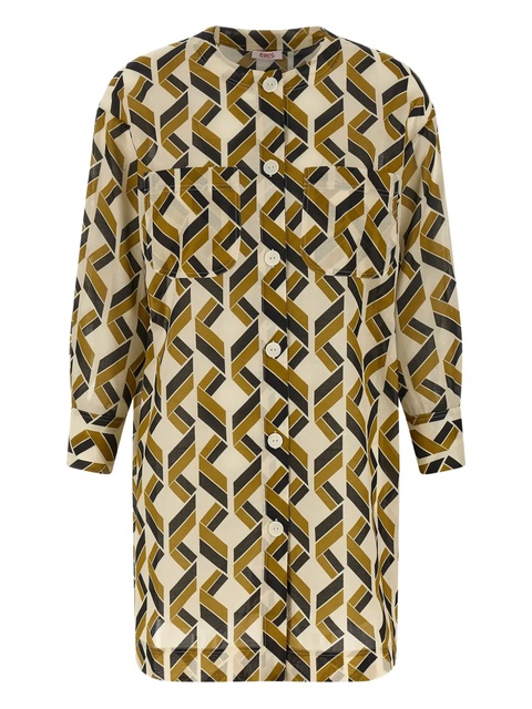 ERES geometric-print cotton mini dress - Neutrals - zdjęcie produktu nr 1