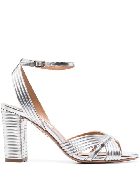 Aquazzura Very Sundance 85mm metallic sandals - Silver - zdjęcie produktu nr 1