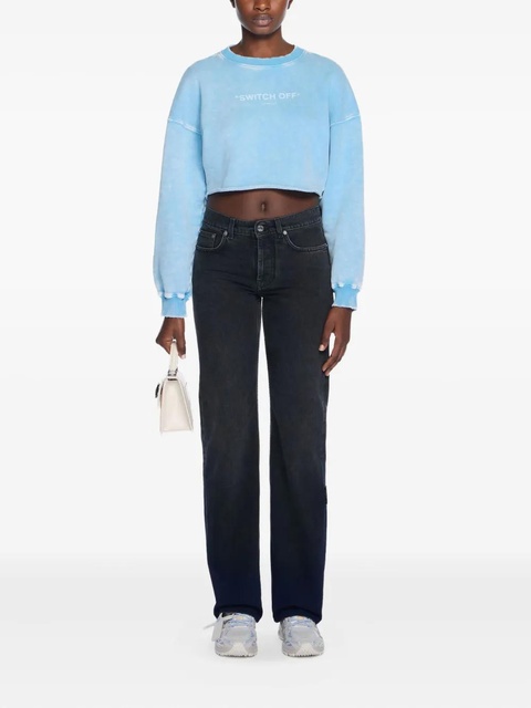 Off-White Switch Off crew-neck cropped sweatshirt - Blue - zdjęcie produktu nr 2