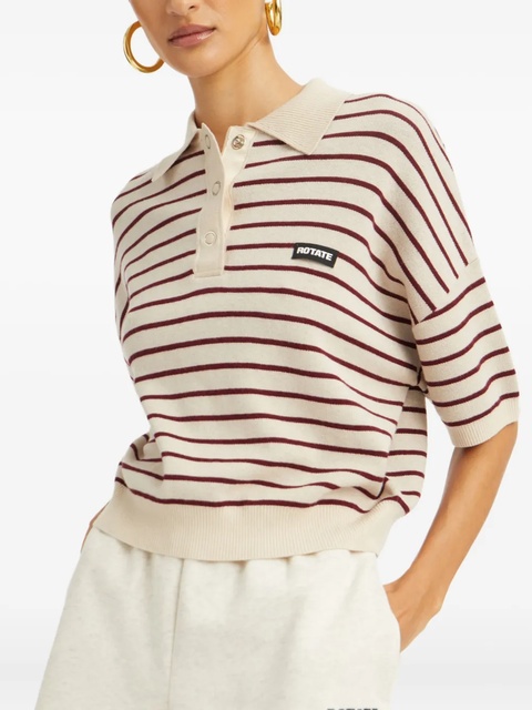 ROTATE BIRGER CHRISTENSEN striped polo top - Neutrals - zdjęcie produktu nr 2