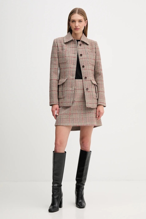 Tommy Hilfiger płaszcz z domieszką wełny kolor brązowy WW0WW46656 - zdjęcie produktu nr 2