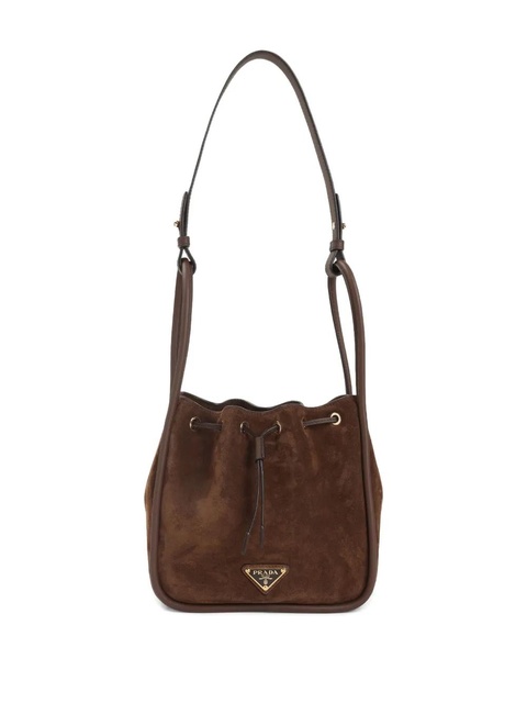 Prada small logo-plaque drawstring tote bag - Brown - zdjęcie produktu nr 2