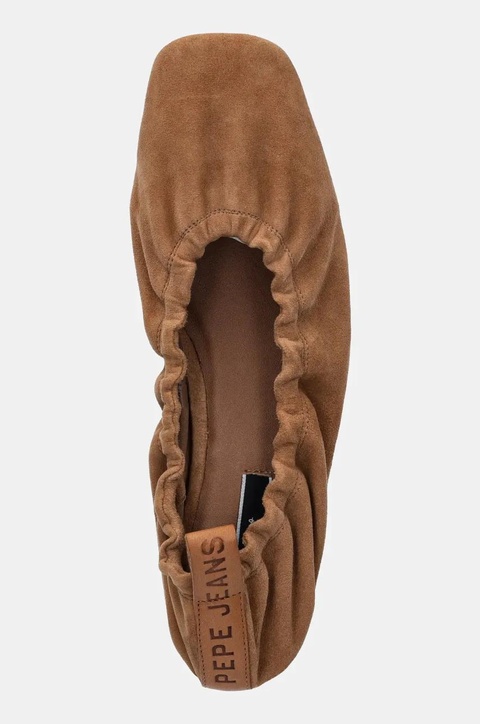 Pepe Jeans baleriny zamszowe POPPY BASIC kolor brązowy PLS10430 - zdjęcie produktu nr 2