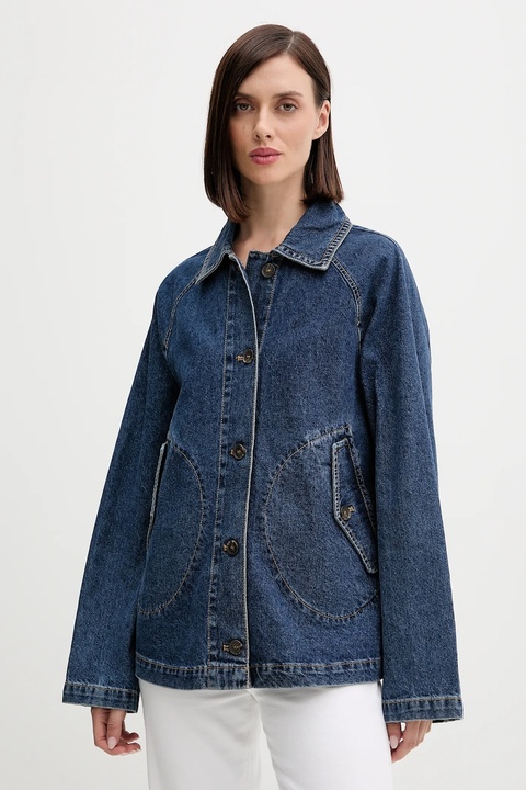 United Colors of Benetton kurtka jeansowa kolor niebieski przejściowa 296XDN005 - zdjęcie produktu nr 1