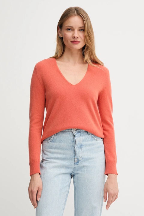 United Colors of Benetton sweter wełniany damski kolor pomarańczowy lekki 1002D401Y - zdjęcie produktu nr 1