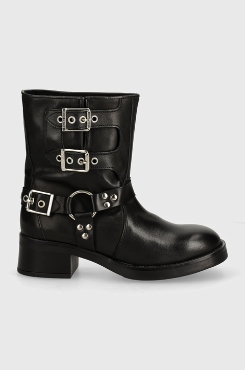 Steve Madden botki skórzane Becase damskie kolor czarny na płaskim obcasie SM11003095 - zdjęcie produktu nr 2
