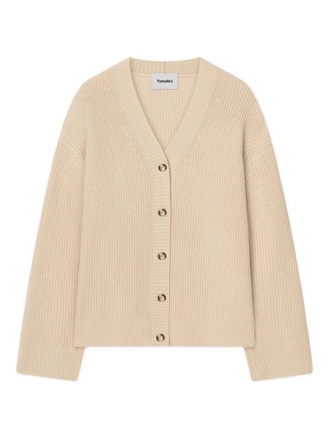 Nanushka ribbed V-neck cardigan - Neutrals - zdjęcie produktu nr 1