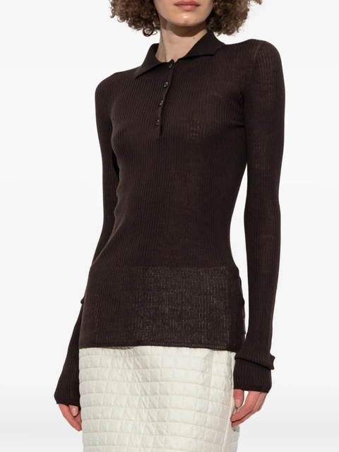 Moncler ribbed polo top - Brown - zdjęcie produktu nr 2