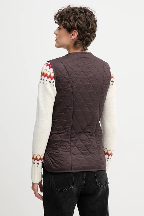 Barbour bezrękawnik damski kolor brązowy przejściowy - zdjęcie produktu nr 2