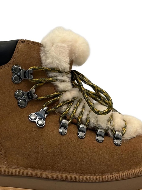 UGG fur-trim lace-up boots - Brown - zdjęcie produktu nr 1