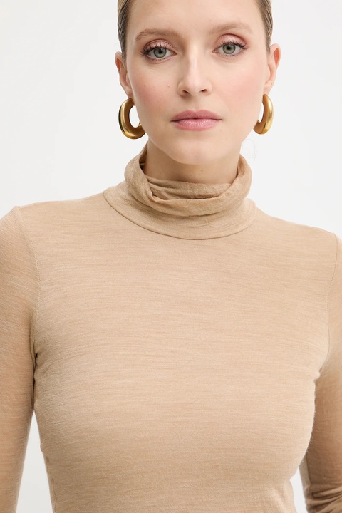 Liviana Conti longsleeve wełniany kolor zielony z golfem F5WH17 - zdjęcie produktu nr 2