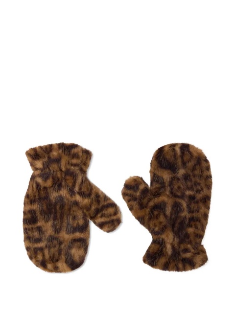 MC2 Saint Barth Muffy leopead-print mittens - Brown - zdjęcie produktu nr 1