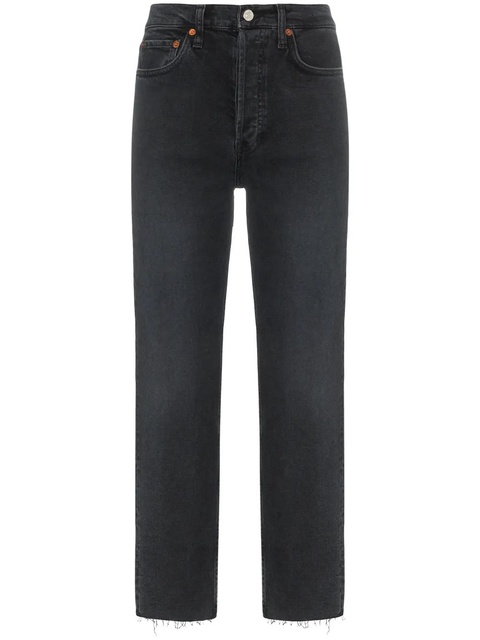 RE/DONE stovepipe raw hem jeans - Black - zdjęcie produktu nr 1