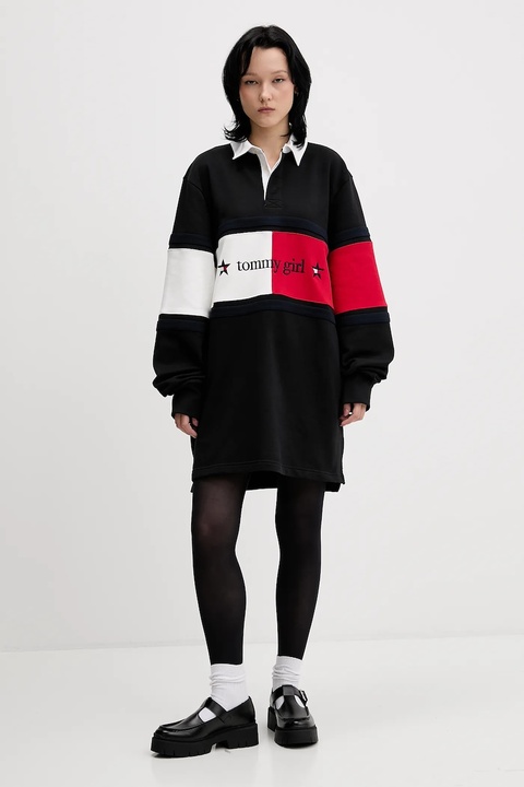 Tommy Jeans sukienka bawełniana kolor czarny mini oversize DW0DW22510 - zdjęcie produktu nr 1