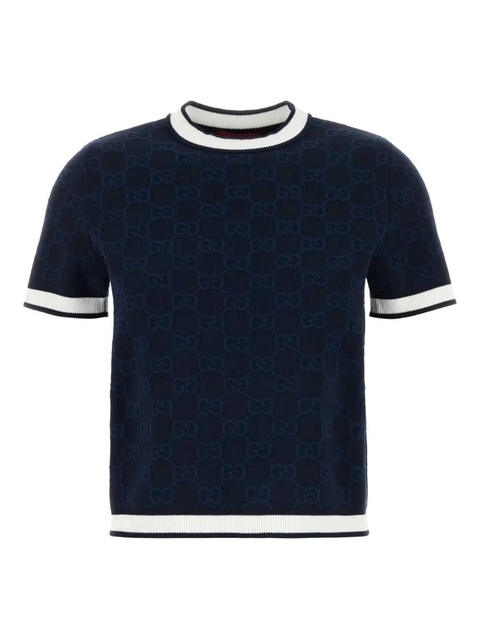 Gucci monogram-pattern short-sleeve t-shirt - Blue - zdjęcie produktu nr 1