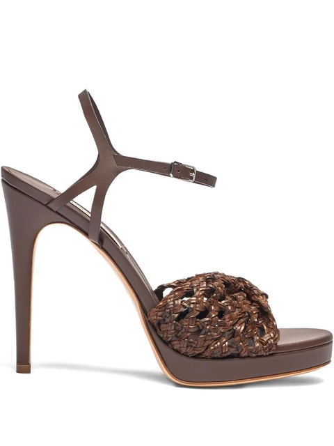 Casadei 100mm woven heeled sandals - Brown - zdjęcie produktu nr 1