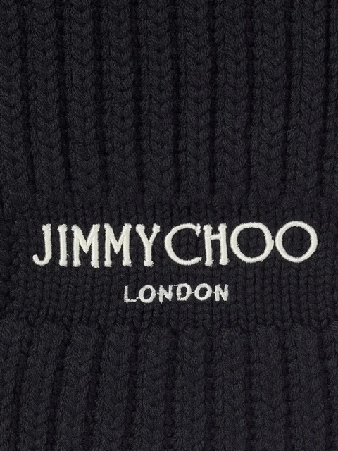 Jimmy Choo logo-embroidered chunky-knit scarf - Black - zdjęcie produktu nr 2