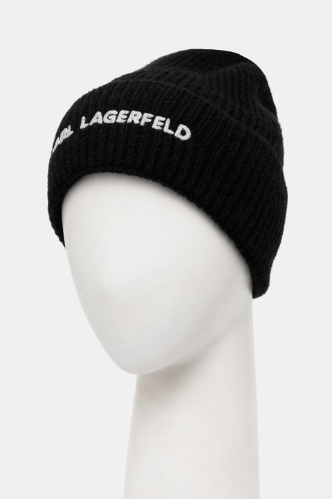 Karl Lagerfeld czapka z domieszką wełny kolor czarny A1W33156 - zdjęcie produktu nr 2