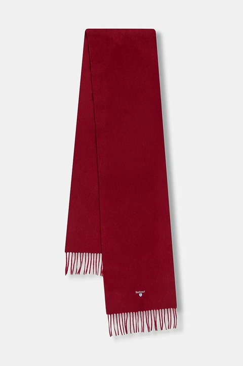 Barbour szalik wełniany kolor czerwony gładki USC0008 - zdjęcie produktu nr 1