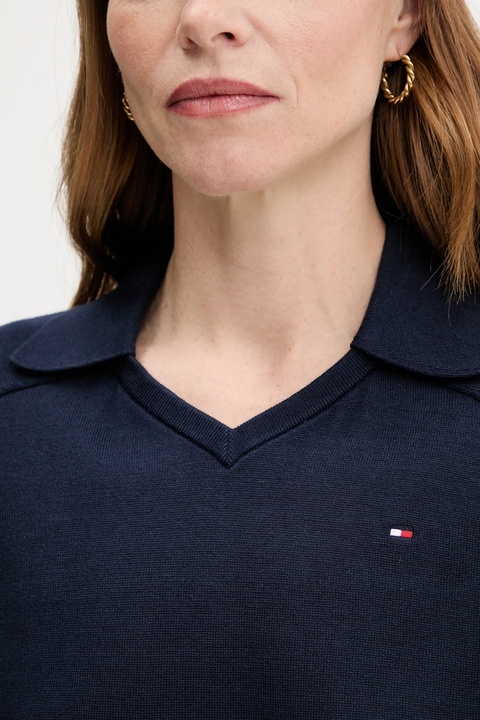 Tommy Hilfiger sweter bawełniany damski kolor granatowy lekki WW0WW45694 - zdjęcie produktu nr 2
