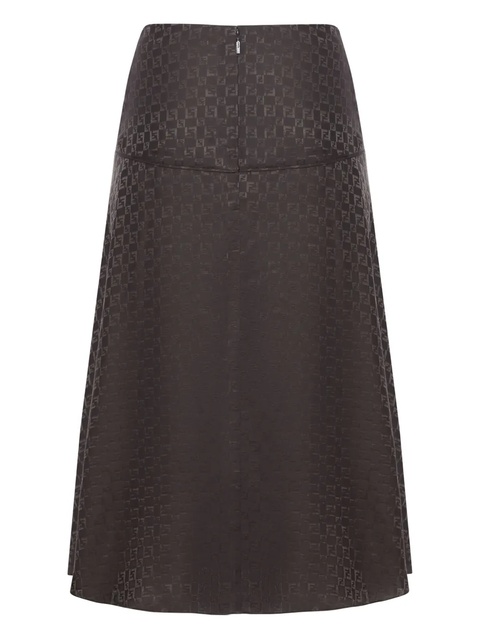 FENDI logo-plaque flared midi skirt - Brown - zdjęcie produktu nr 2
