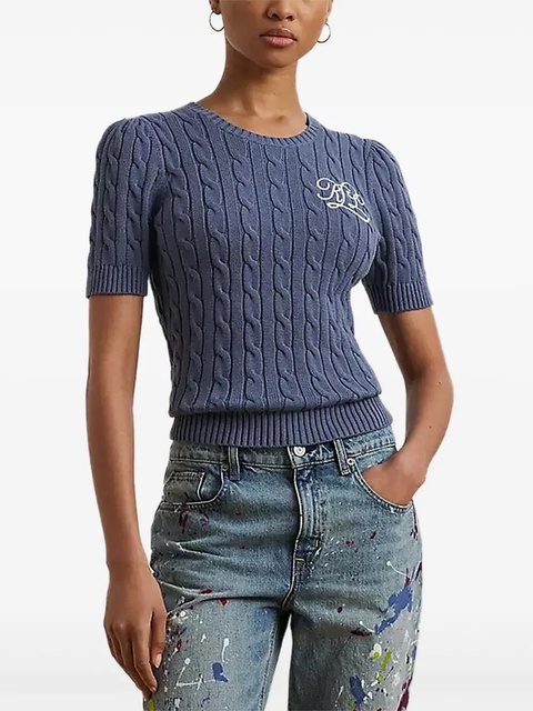 Lauren Ralph Lauren short-sleeve cable-knit jumper - Blue - zdjęcie produktu nr 2